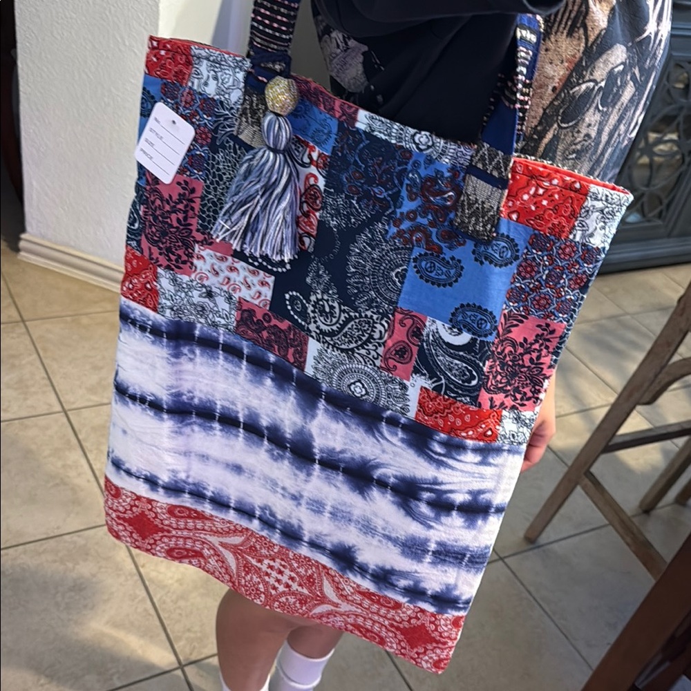 Colorful Patchwork Tote Bag - Picture 2 of 9